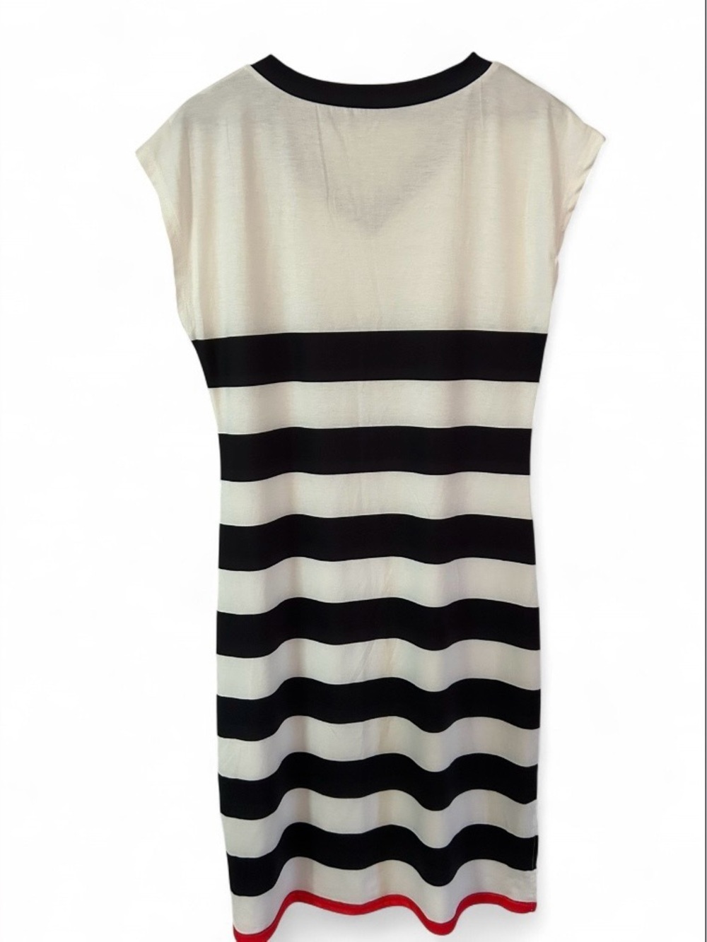 Lovesoft Boutique V Neck Black White Striped Midi Dress - NWT - Picture 4 of 6